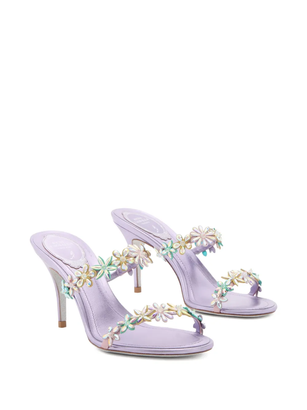 René Caovilla Eva floral-detail heeled sandals Paars
