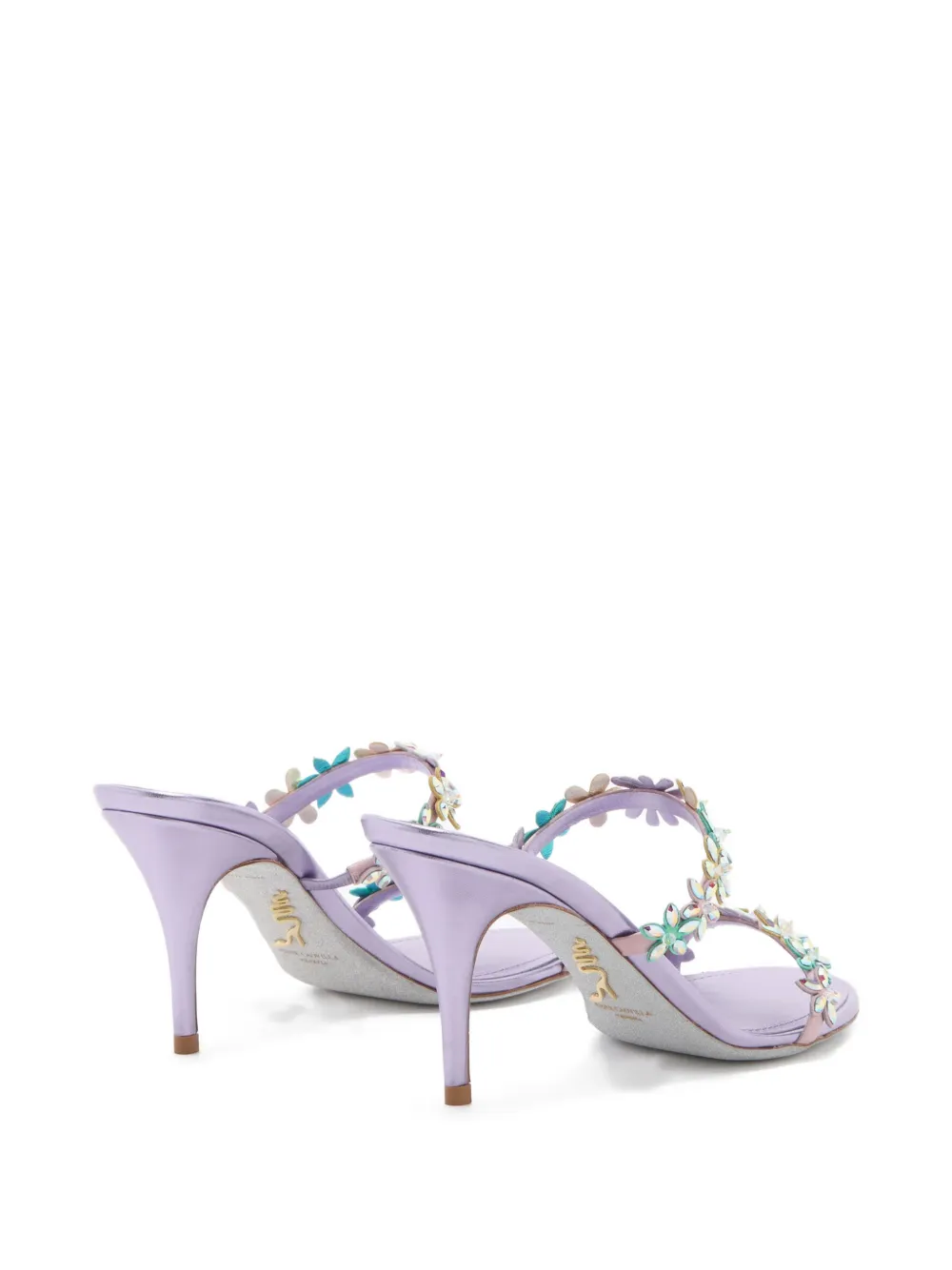 René Caovilla Eva floral-detail heeled sandals Paars