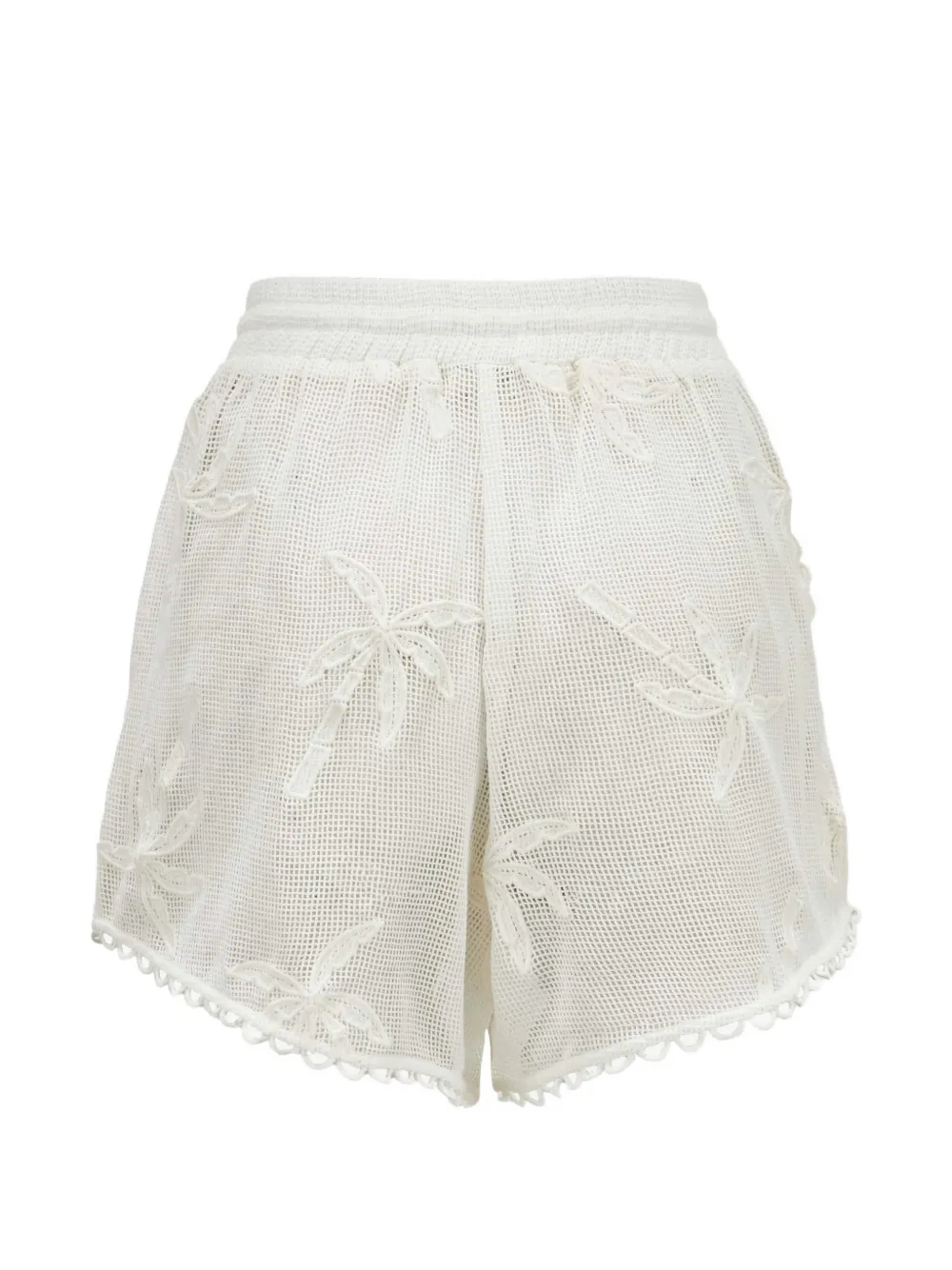  Farm Rio Palm Trees Tassel Mini Shorts - White 