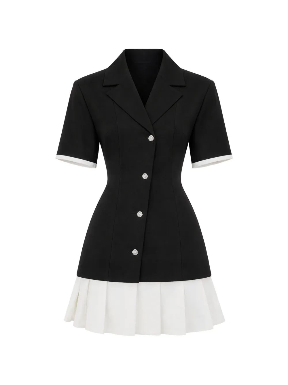 Manière De Voir Baya pleated-skirt blazer mini dress - Nero
