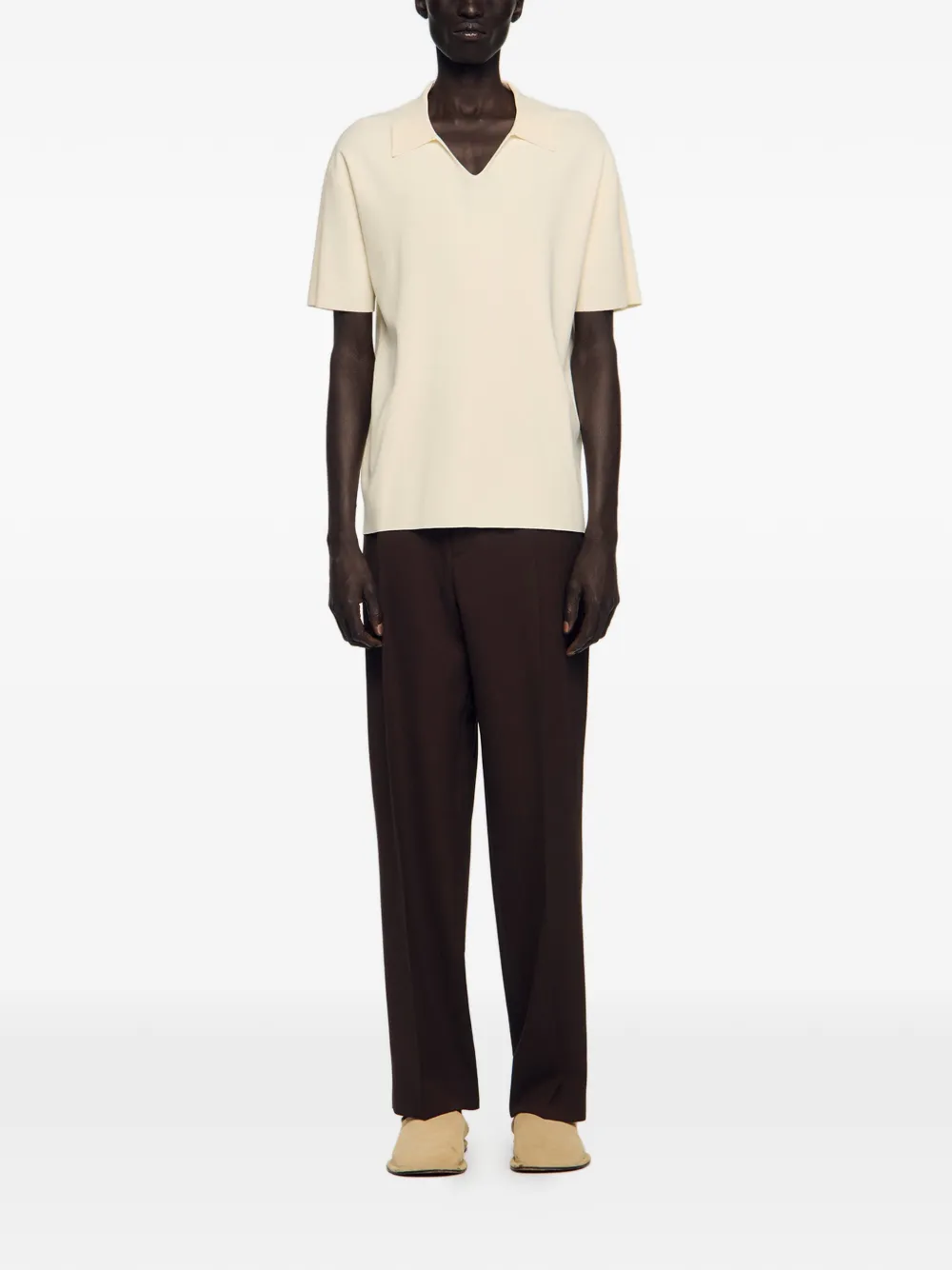 SANDRO T-shirt met V-hals Beige