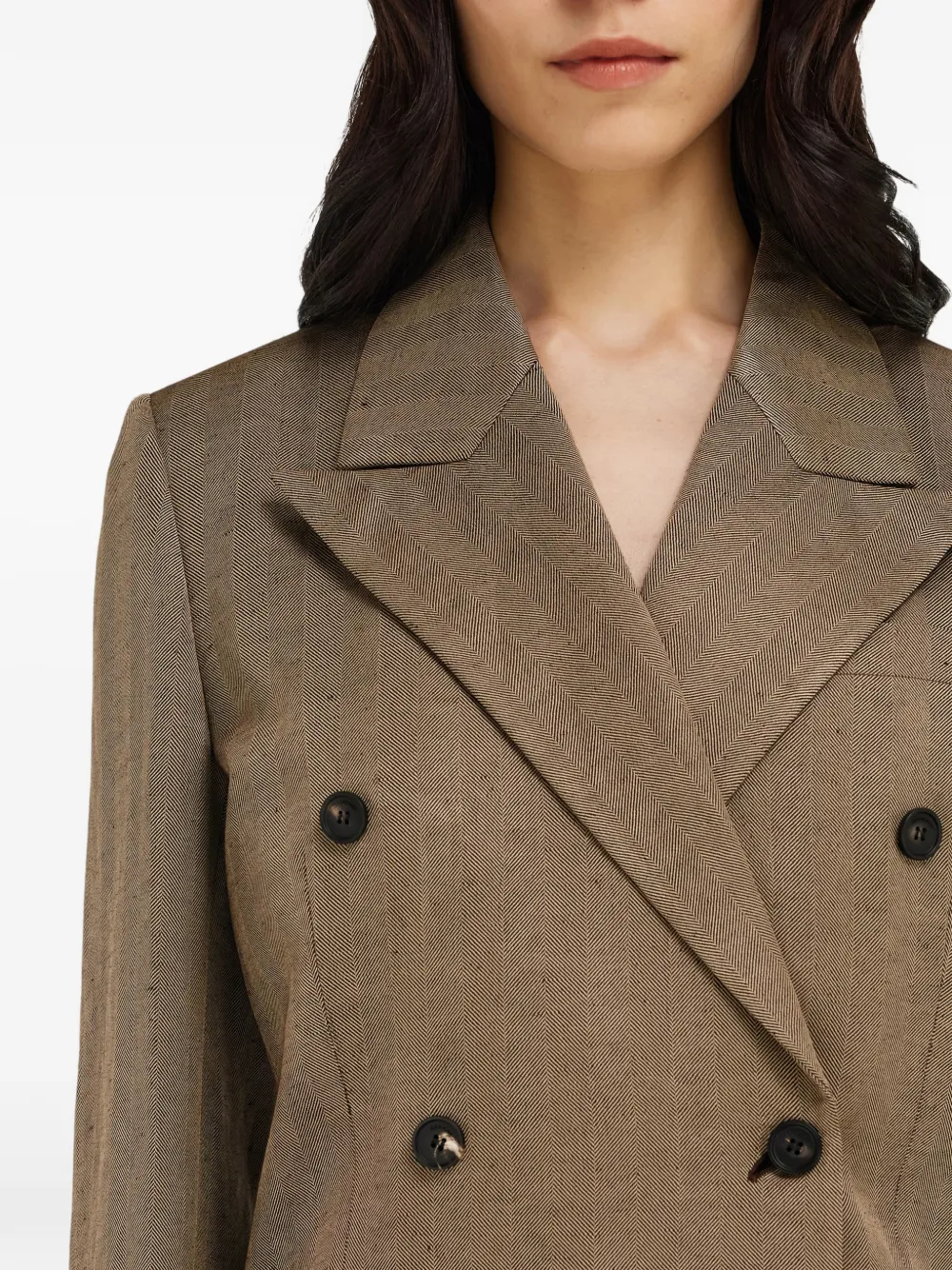 Ferragamo Blazer met dubbele rij knopen van linnenblend Beige