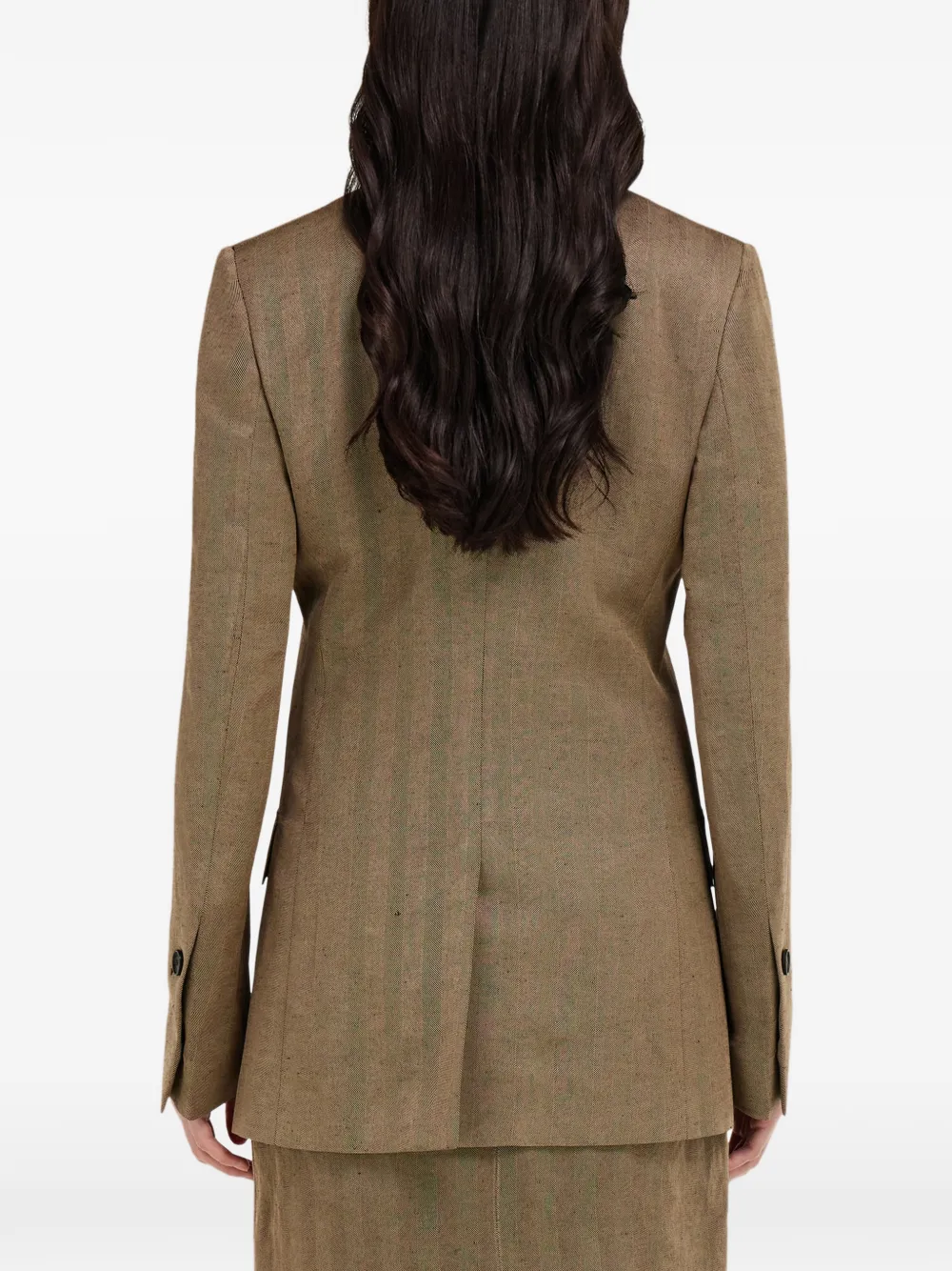 Ferragamo Blazer met dubbele rij knopen van linnenblend Beige