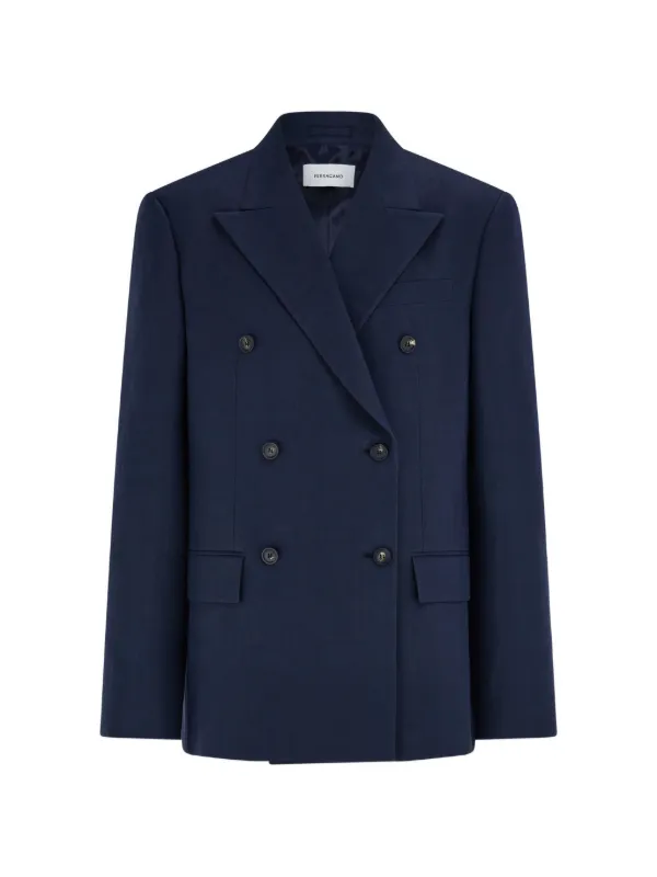 Ferragamo Double Breasted Blazer in Blue