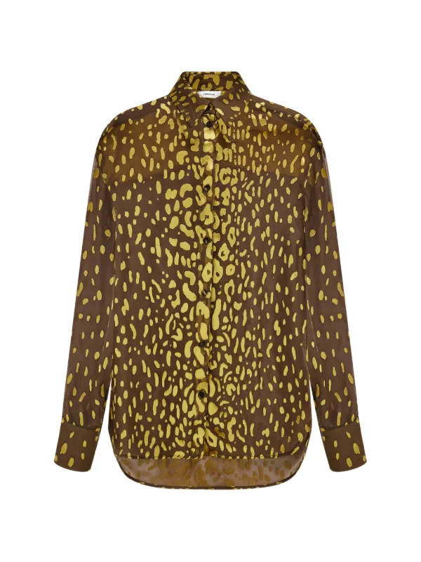 Ferragamo Devoré Georgette Shirt in Brown