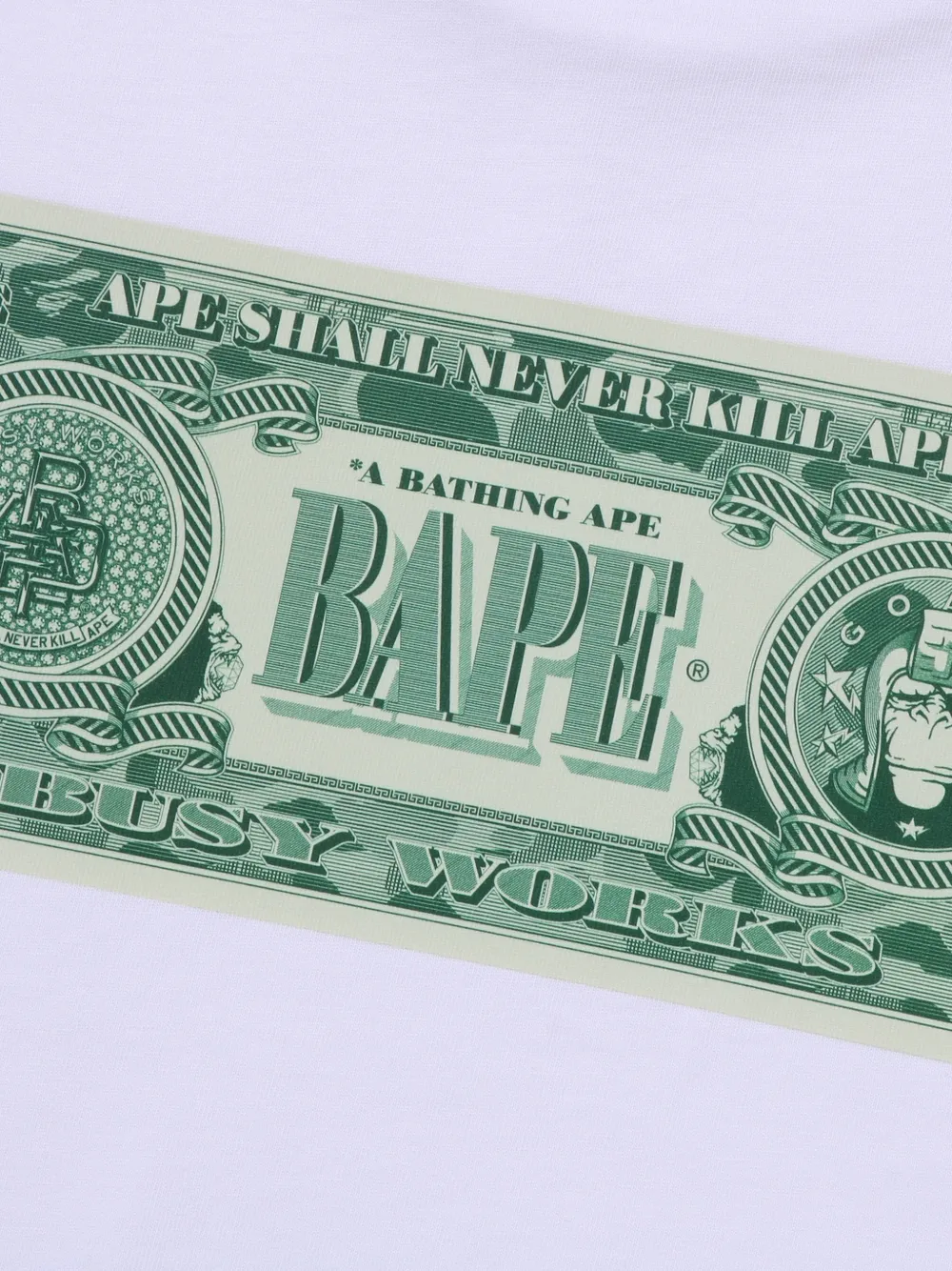 A BATHING APE T-shirt met dollarprint Wit