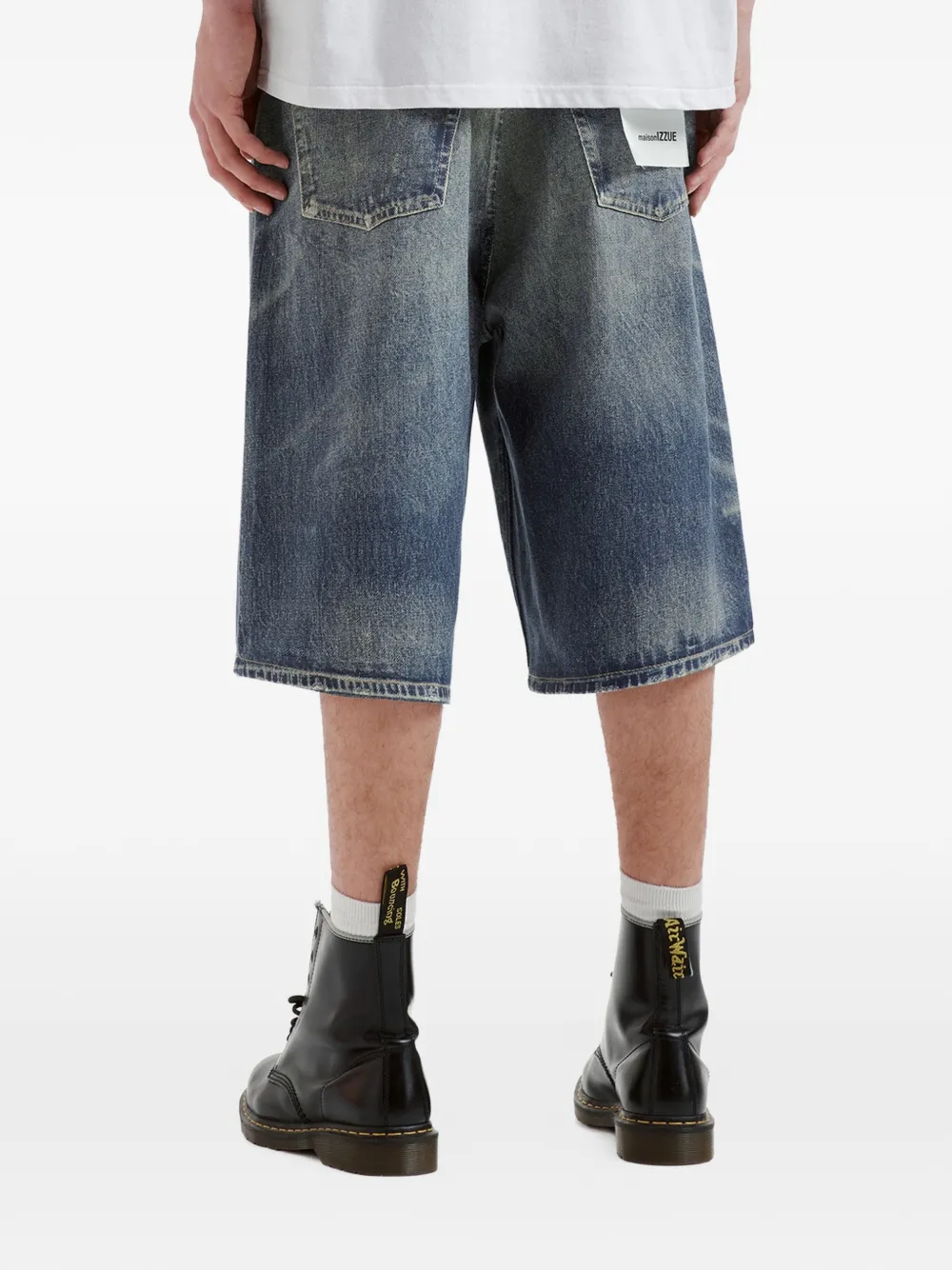 izzue Gerafelde denim shorts Blauw