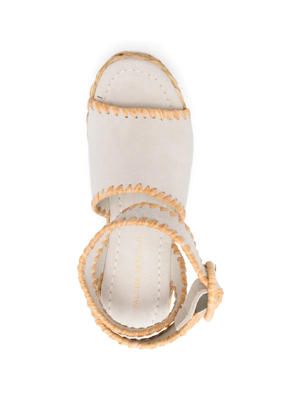 Paloma Barceló Cindy rieten sandalen met sleehak en gesp Beige
