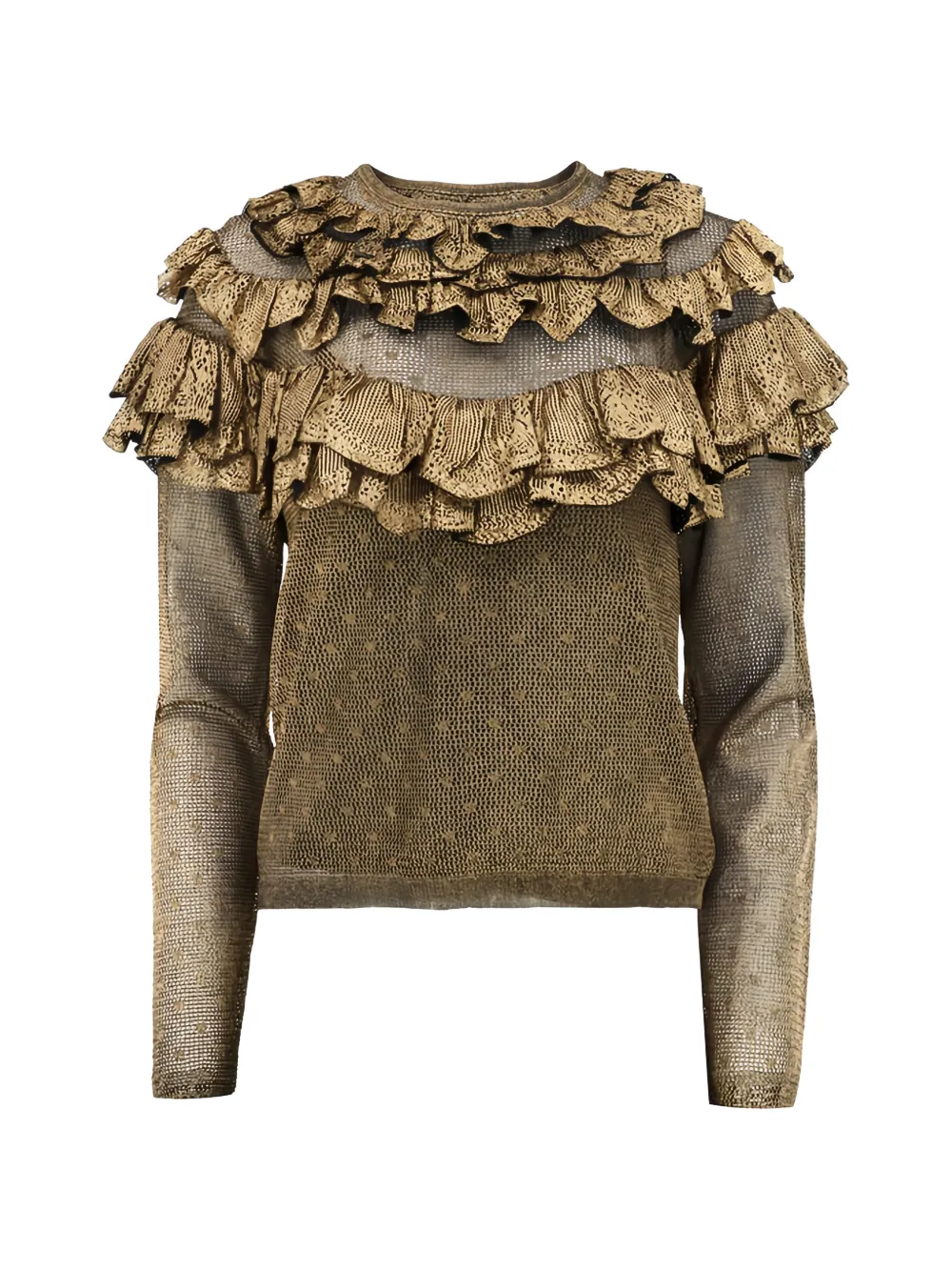 Ulla Johnson Sabine Ruffled Sweater In Brown