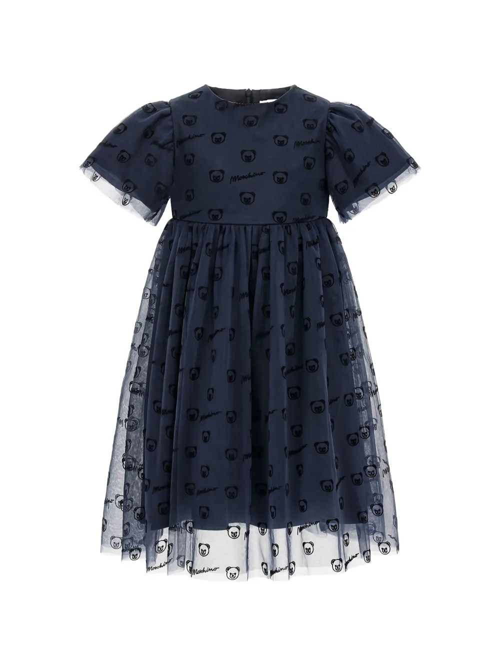 Moschino Kids teddy bear tulle dress - Blu