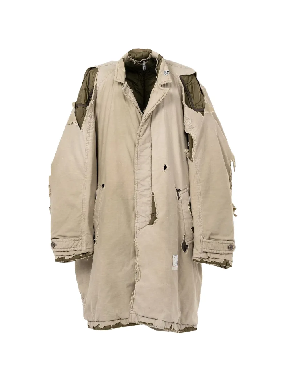Maison MIHARA YASUHIRO Distressed Balmacaan coat - Neutrals
