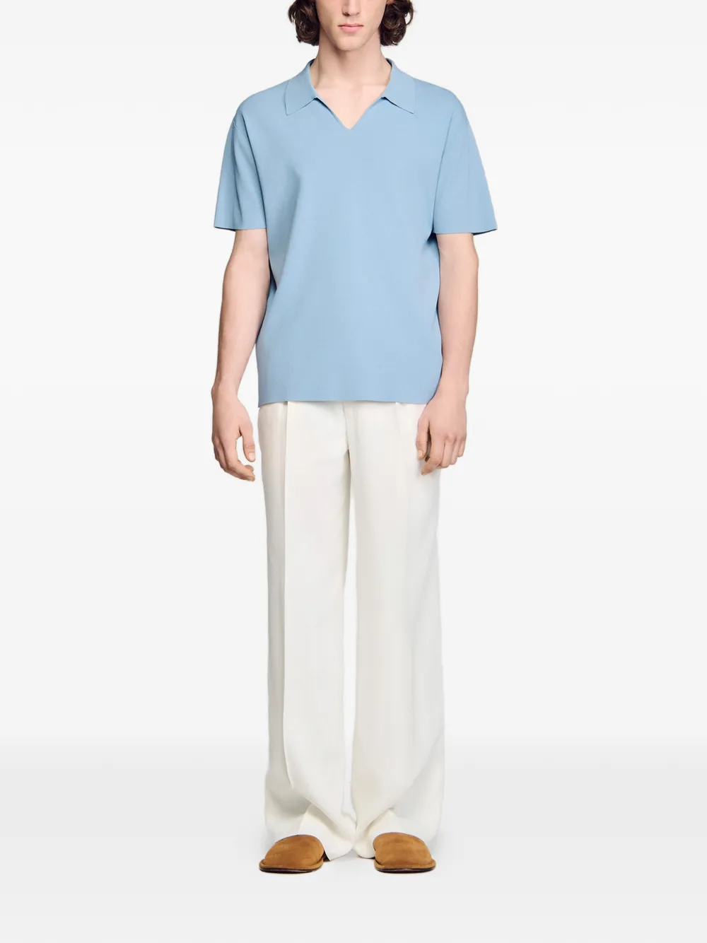 SANDRO T-shirt met V-hals Blauw