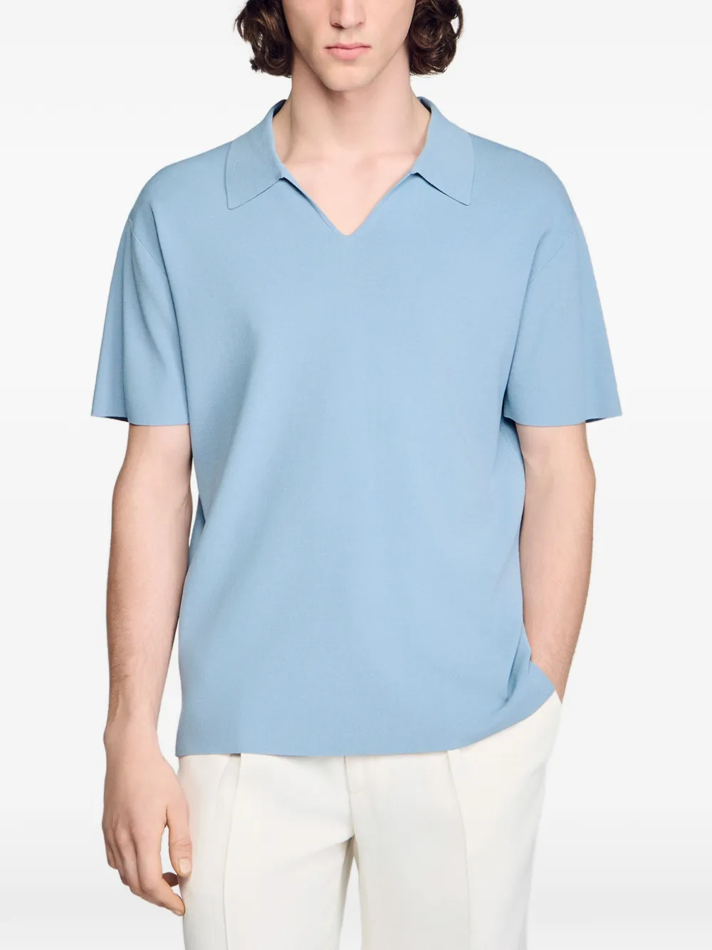 SANDRO T-shirt met V-hals Blauw