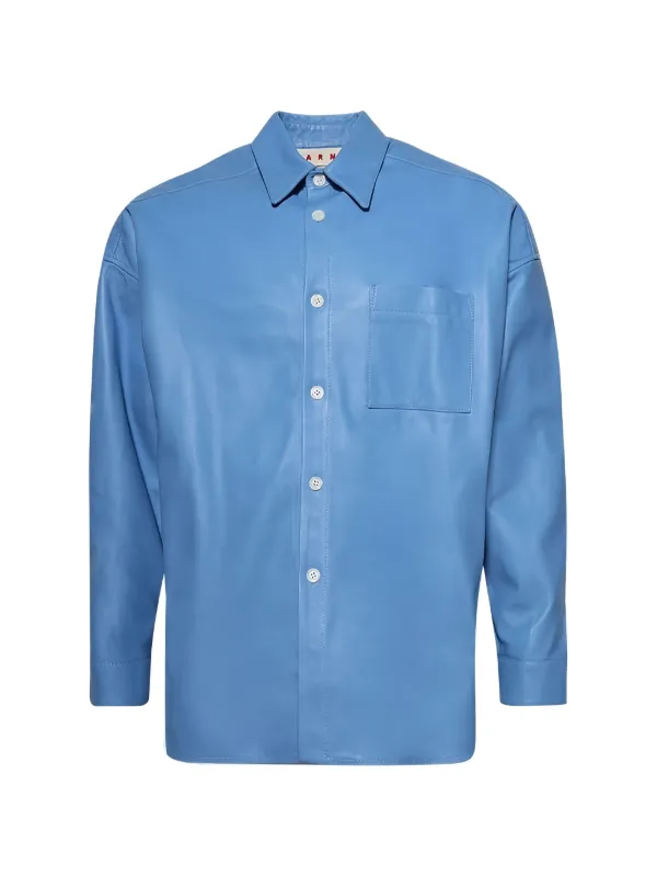 Marni Leather Shirt in Blue