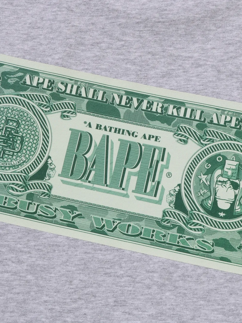 A BATHING APE T-shirt met dollarprint Grijs