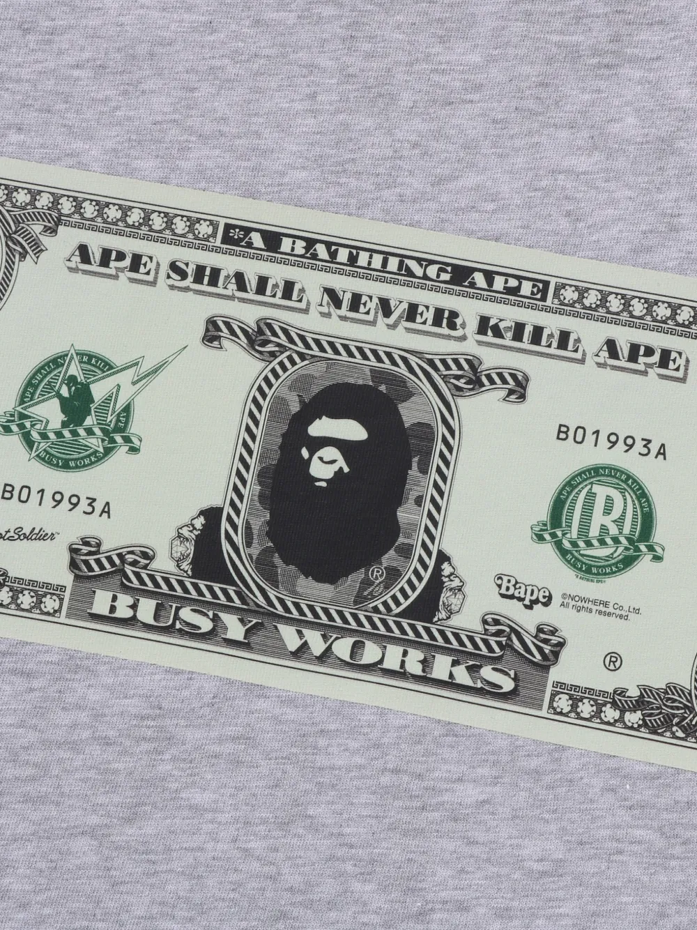 A BATHING APE T-shirt met dollarprint Grijs