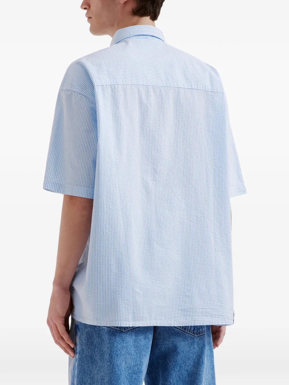 izzue Gestreept overhemd met logo-applicatie Blauw