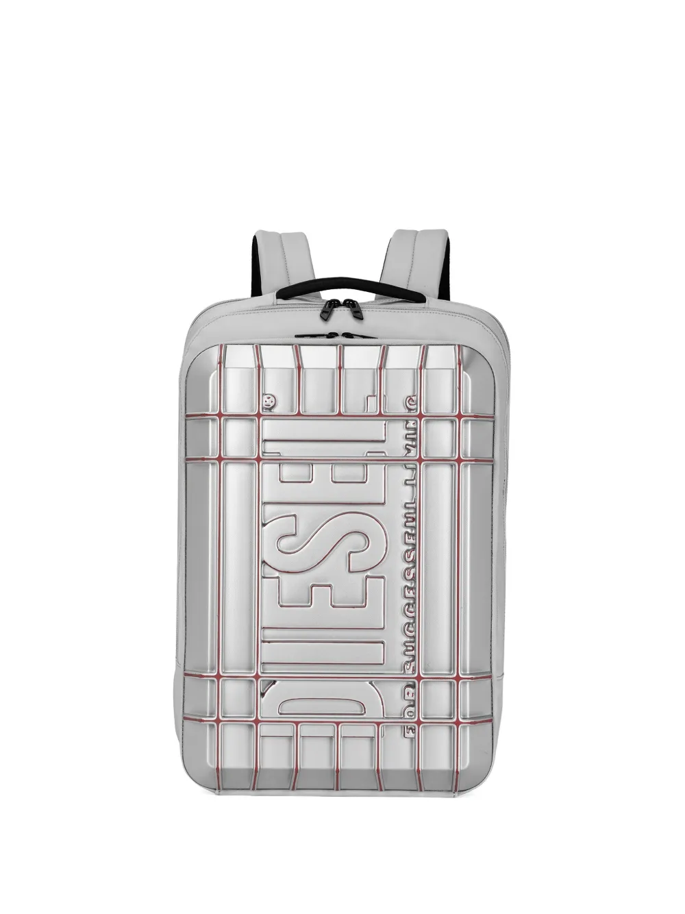 Diesel embossed-logo zipped backpack - Argento