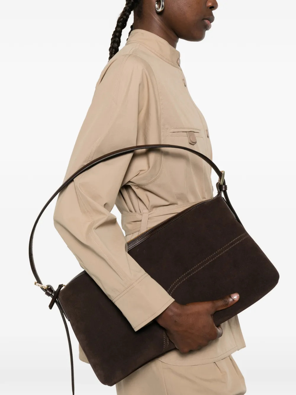  Atp Atelier Castellare Zip Suede Tote Bag - Brown 