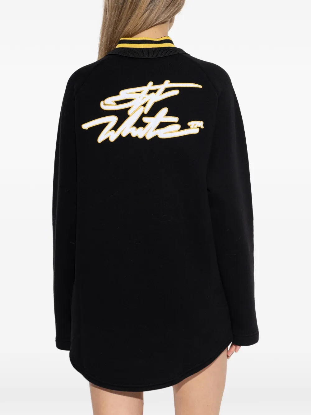 Off-White Jurk met kraag en applicatie Zwart
