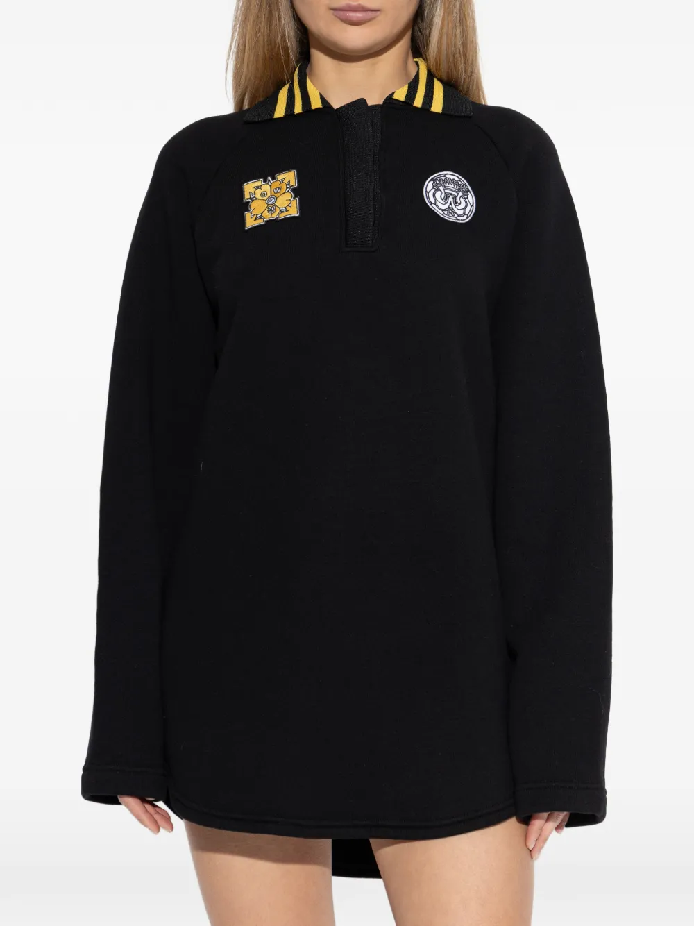 Off-White Jurk met kraag en applicatie Zwart
