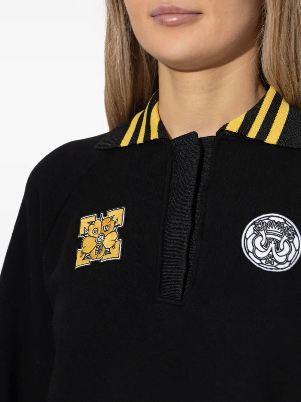 Off-White Jurk met kraag en applicatie Zwart