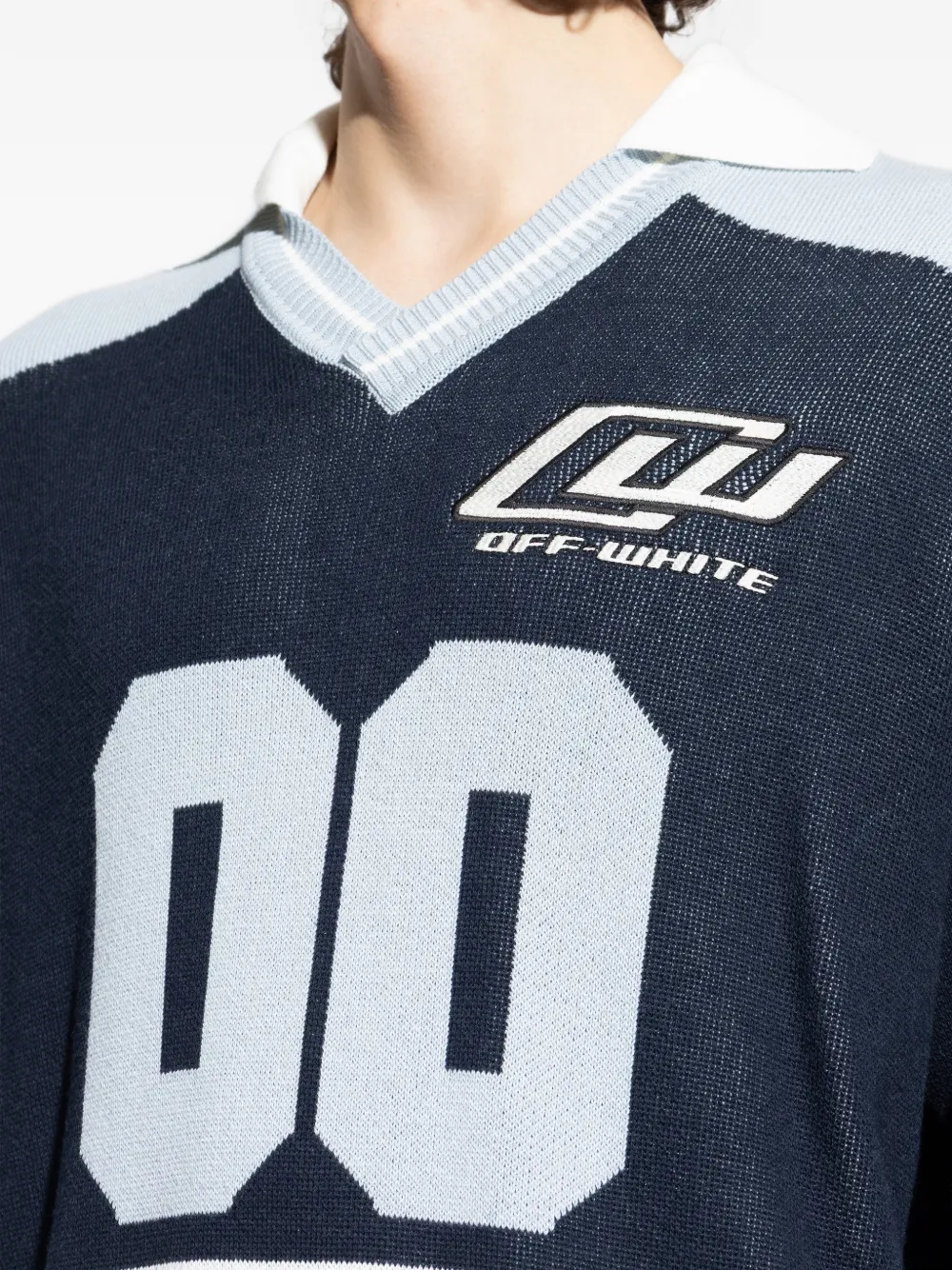 Off-White Trui met V-hals en logodetail Blauw