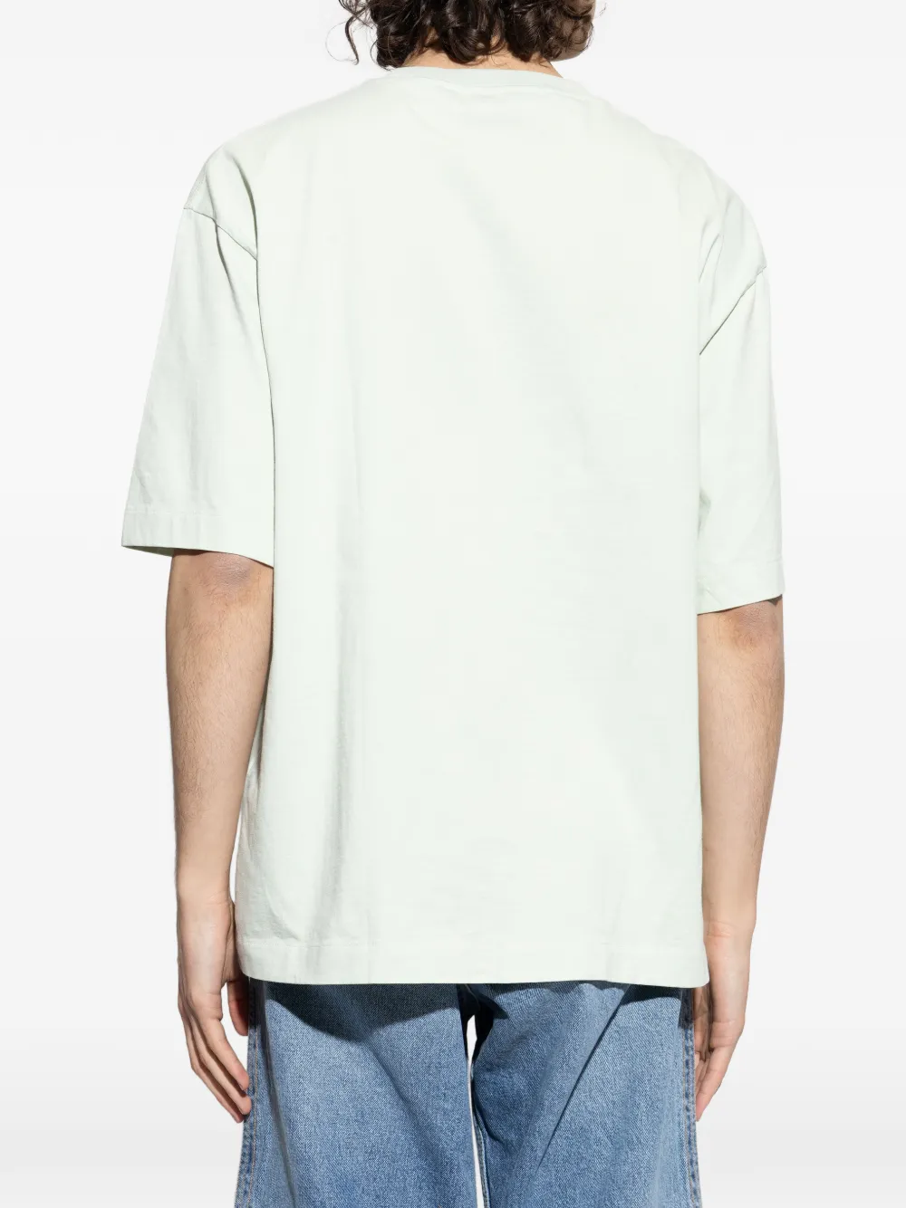 Off-White T-shirt met ronde hals Groen