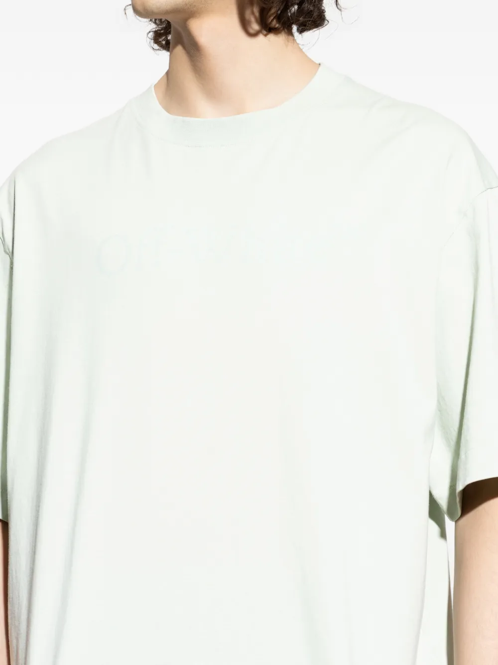 Off-White T-shirt met ronde hals Groen