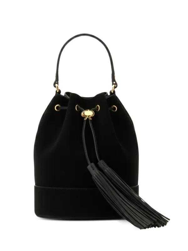 Gianvito Rossi Sienna Tasel-detail Leather Bucket Bag in Black