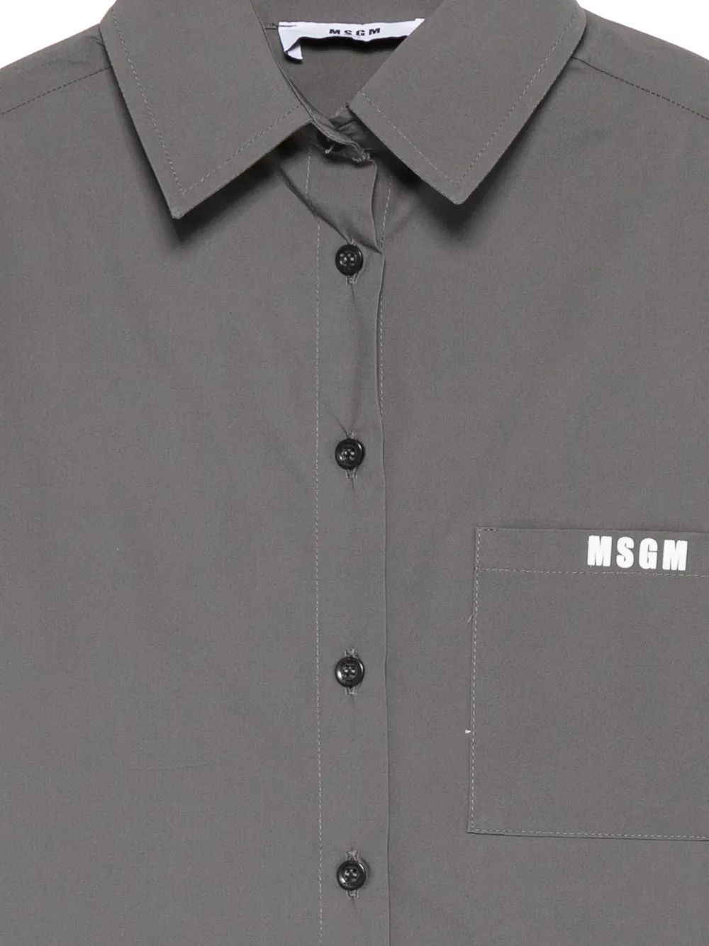  Msgm Kids Logo Pocket Shirt - Grey 