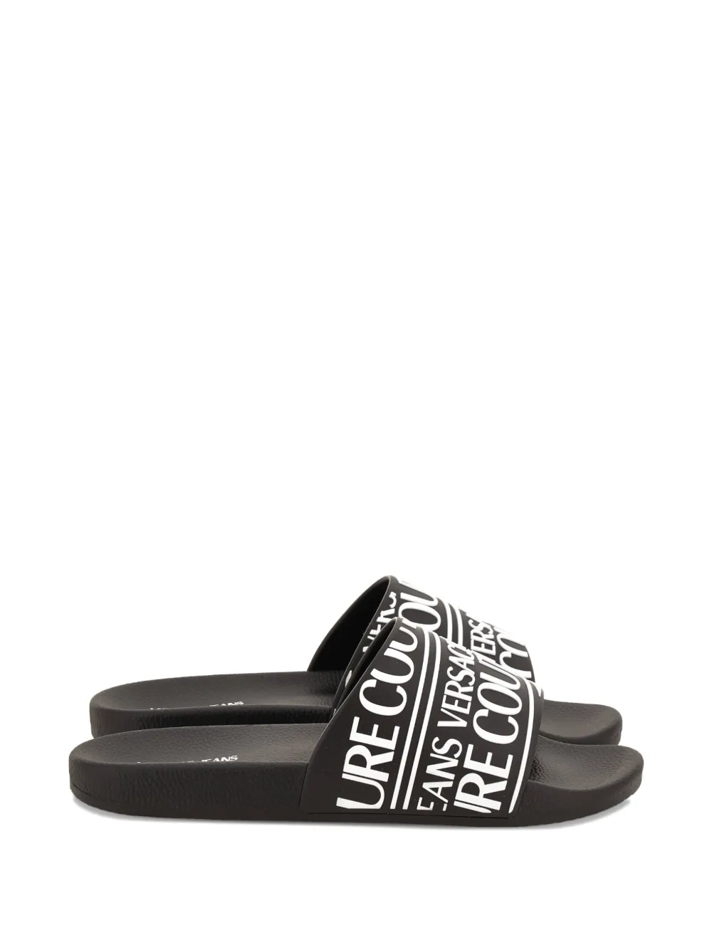 Versace Jeans Couture Teenslippers met rubberen logo Zwart