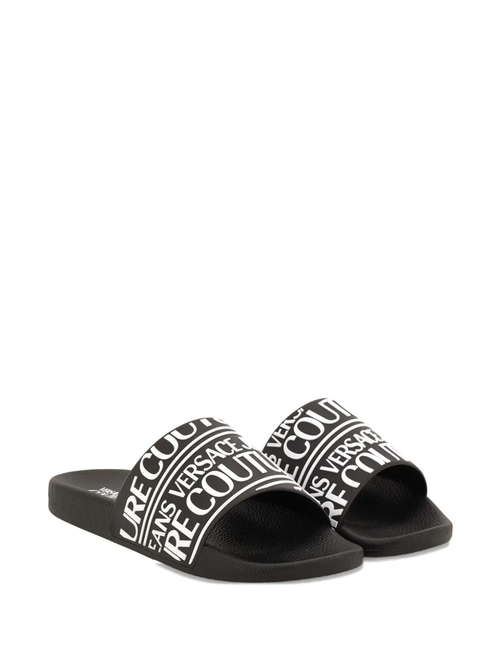 Versace Jeans Couture Teenslippers met rubberen logo Zwart