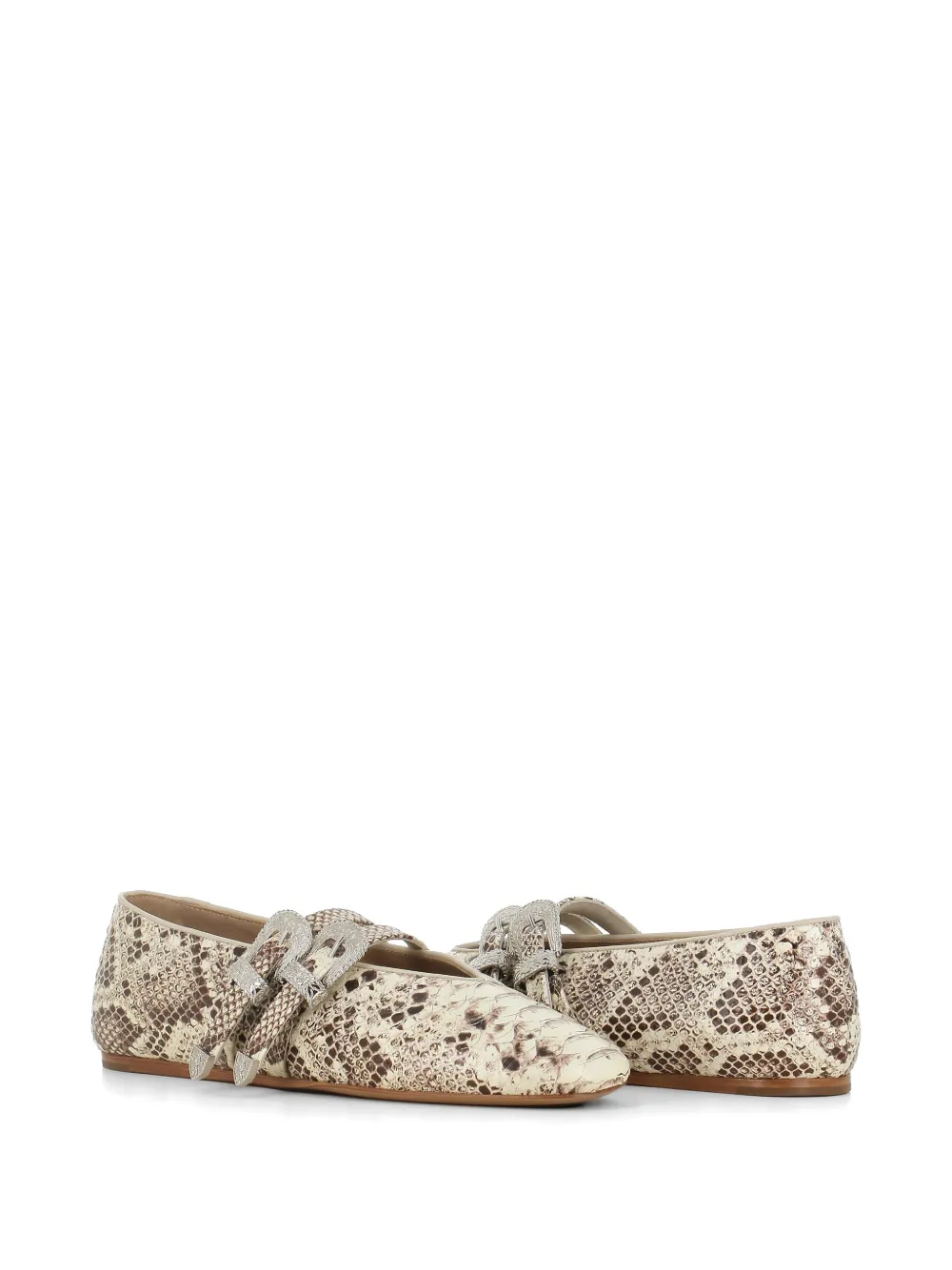 Le Monde Béryl Classic Claudia ballerina's met slangen-effect Beige