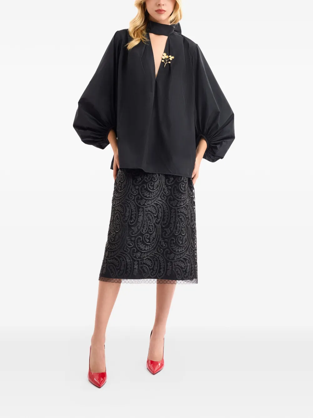 Gemy Maalouf Rok met paisley patroon Zwart