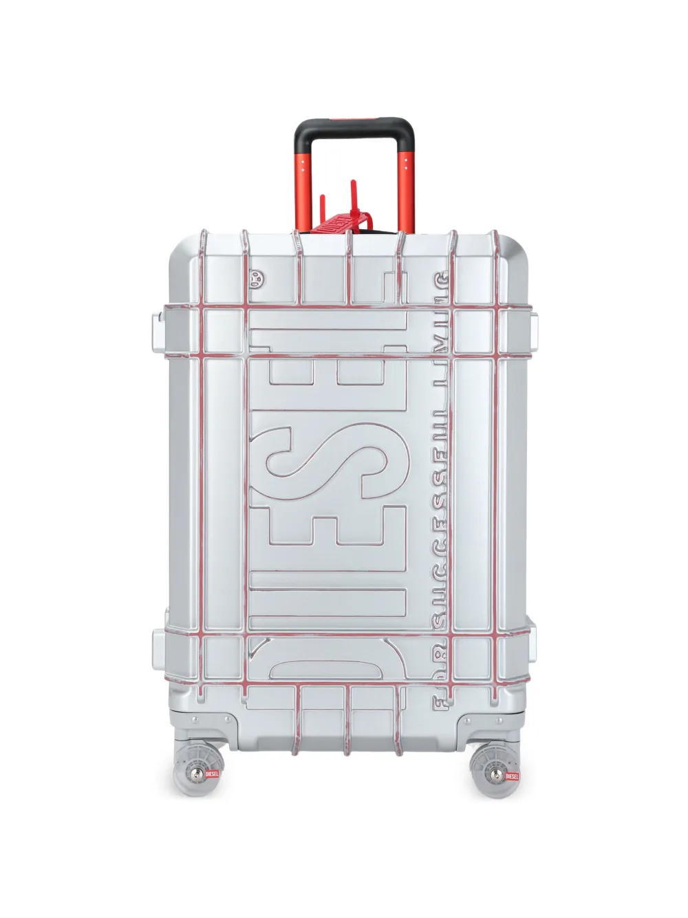 Diesel grande valise à design embossé - Argent Diesel grande valise à design embossé - Argent