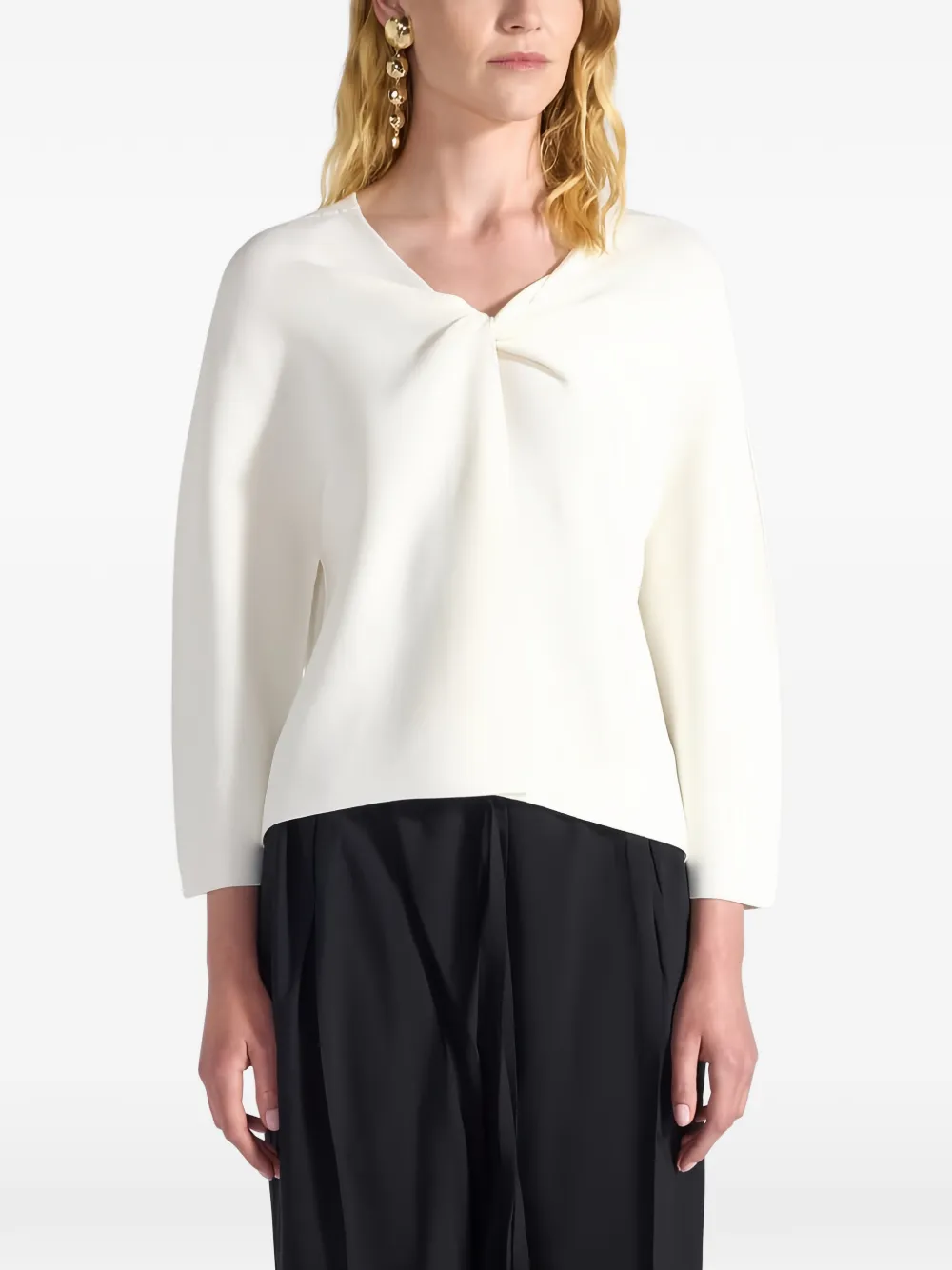 Liviana Conti twisted V-neck sweater - Bianco