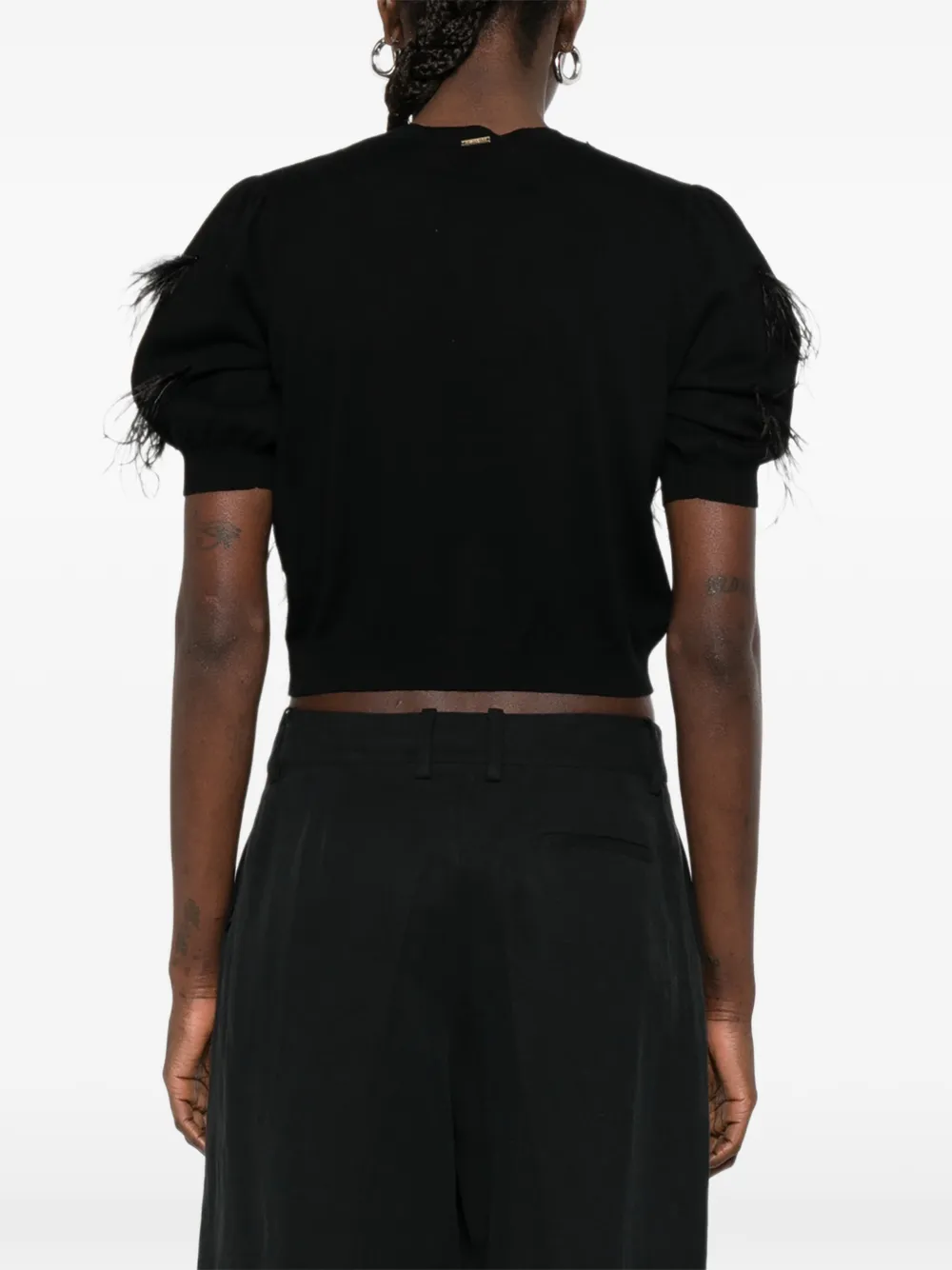 TWINSET Vest met veren Zwart