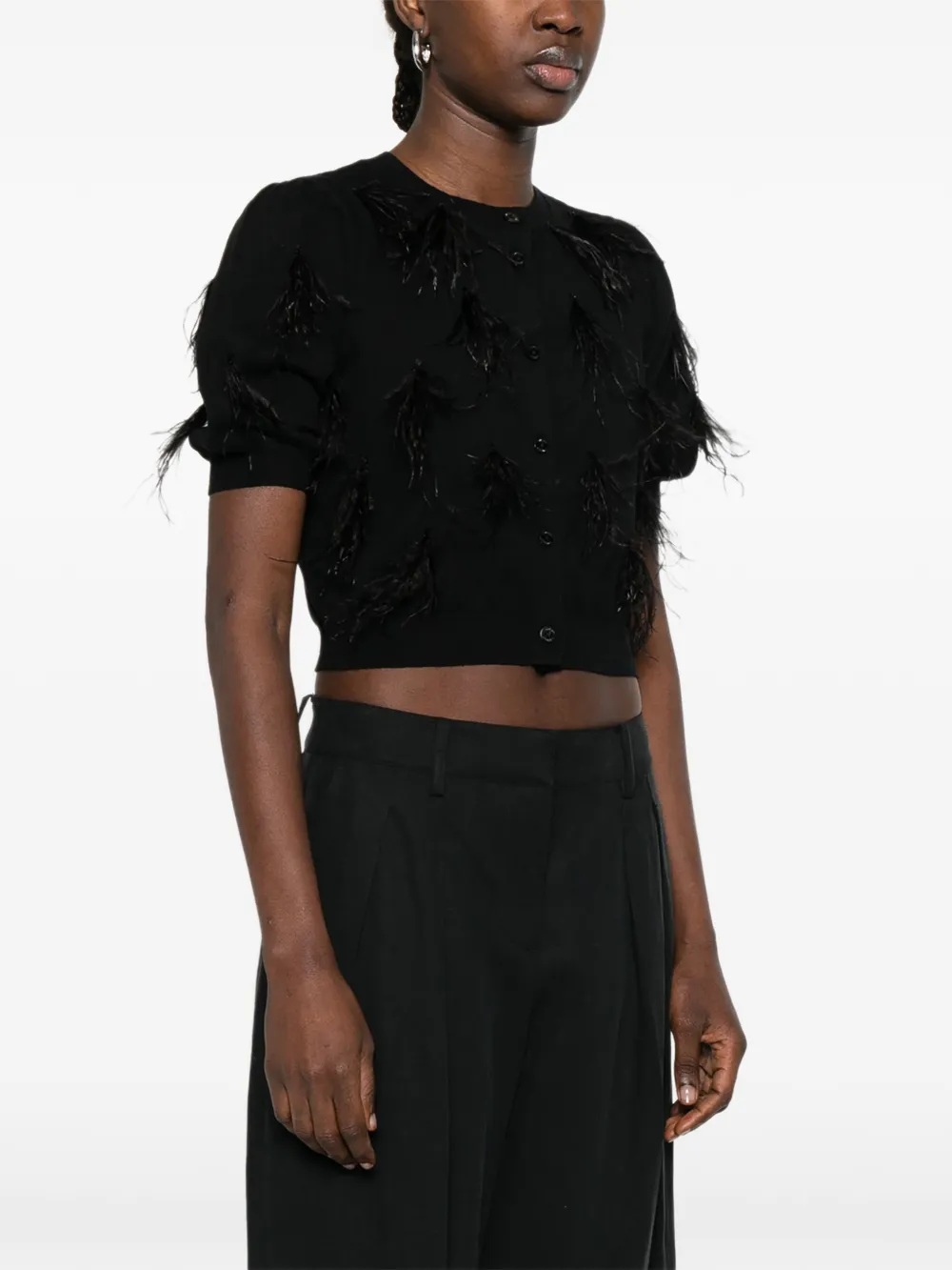  Twinset Feather Cardigan - Black 