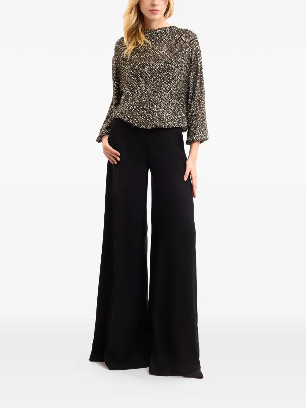 Gemy Maalouf Blouse met ronde hals Goud