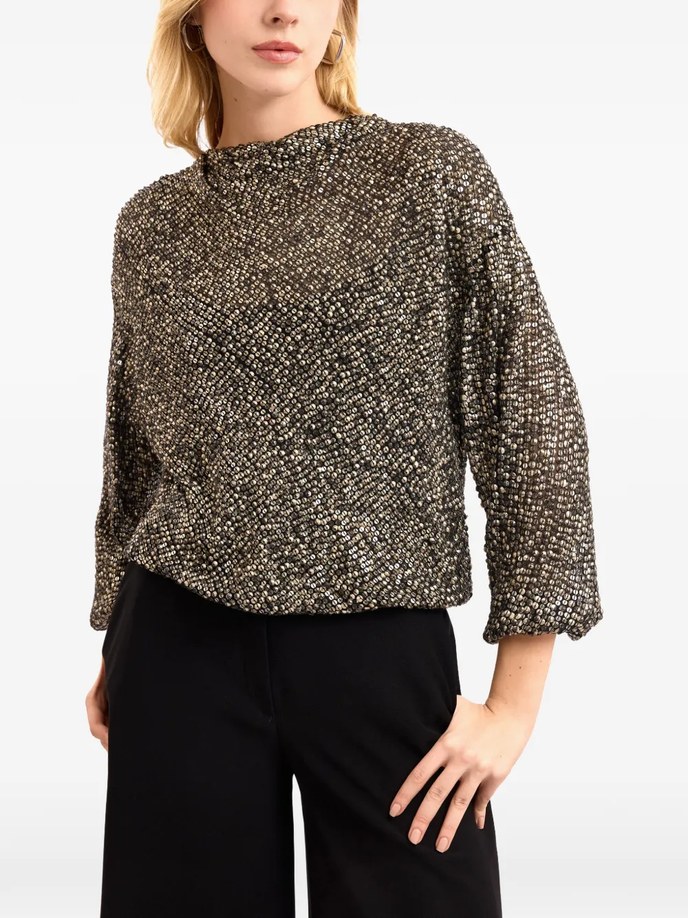 Gemy Maalouf round neck blouse - Gold