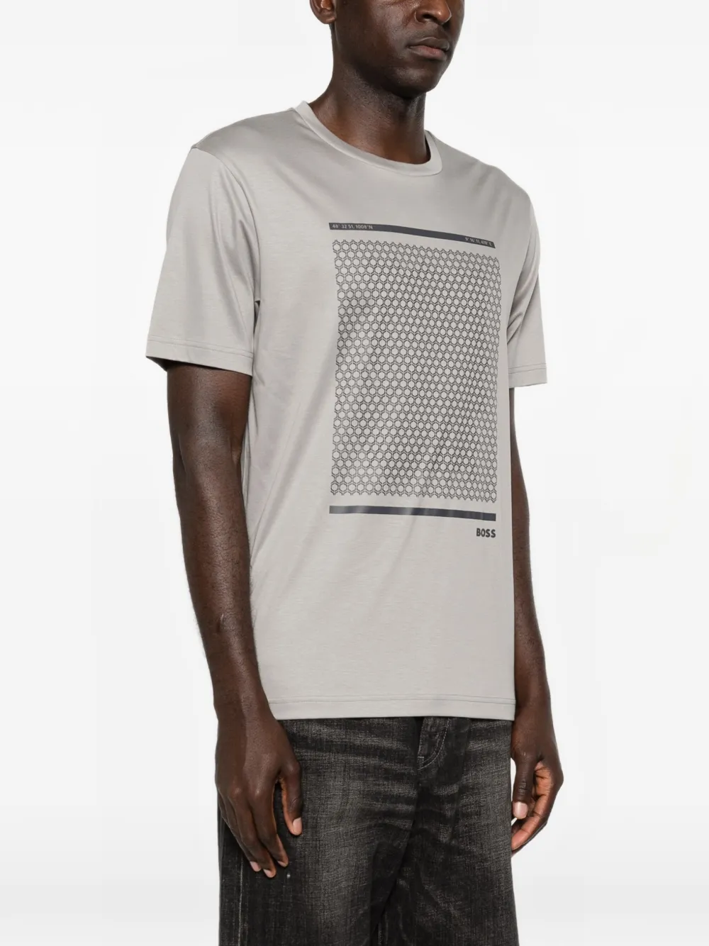 BOSS T-shirt met geometrische print Grijs