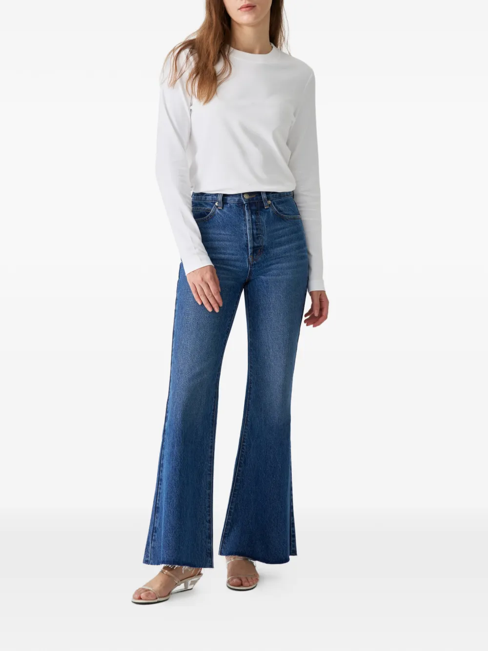  Hey Joanie Eclipse Fray Flared Jeans - Blue 