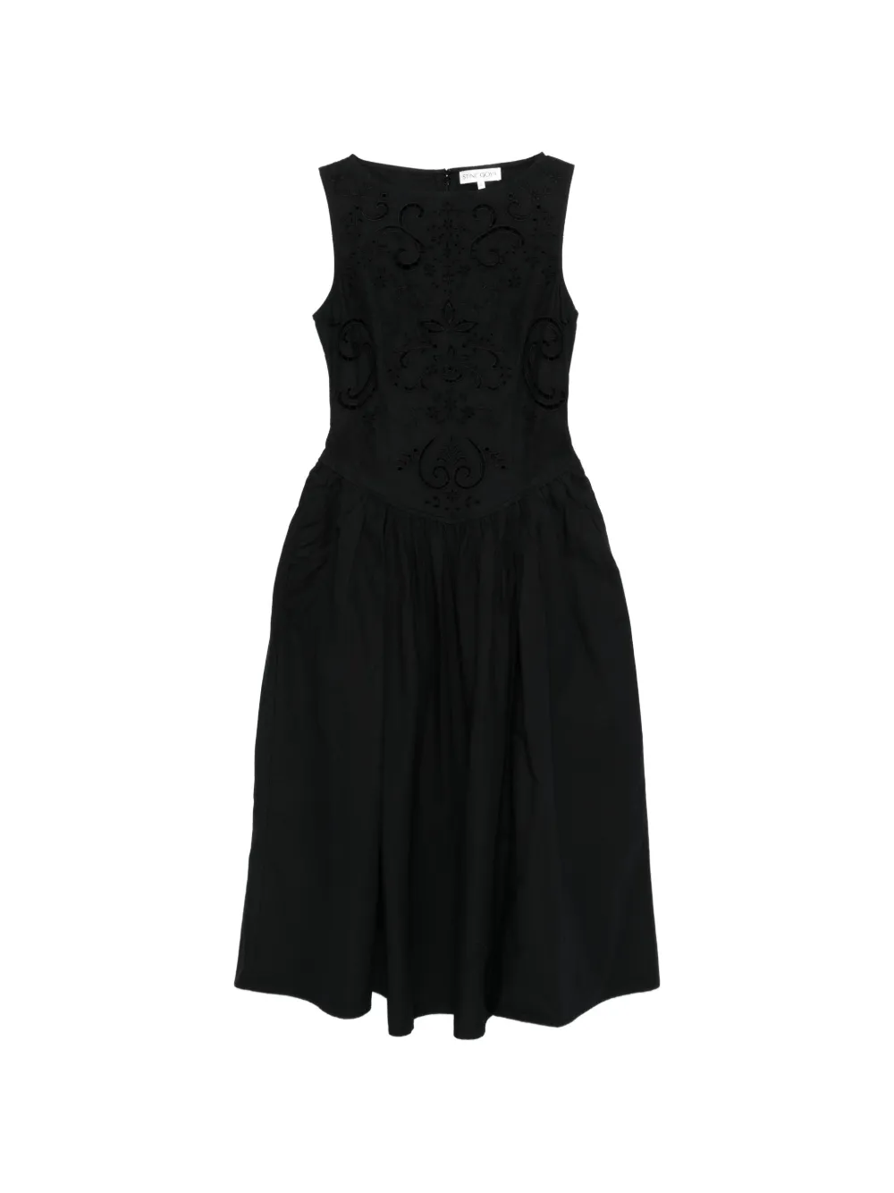 Stine Goya floral-embroidered midi dress - Nero