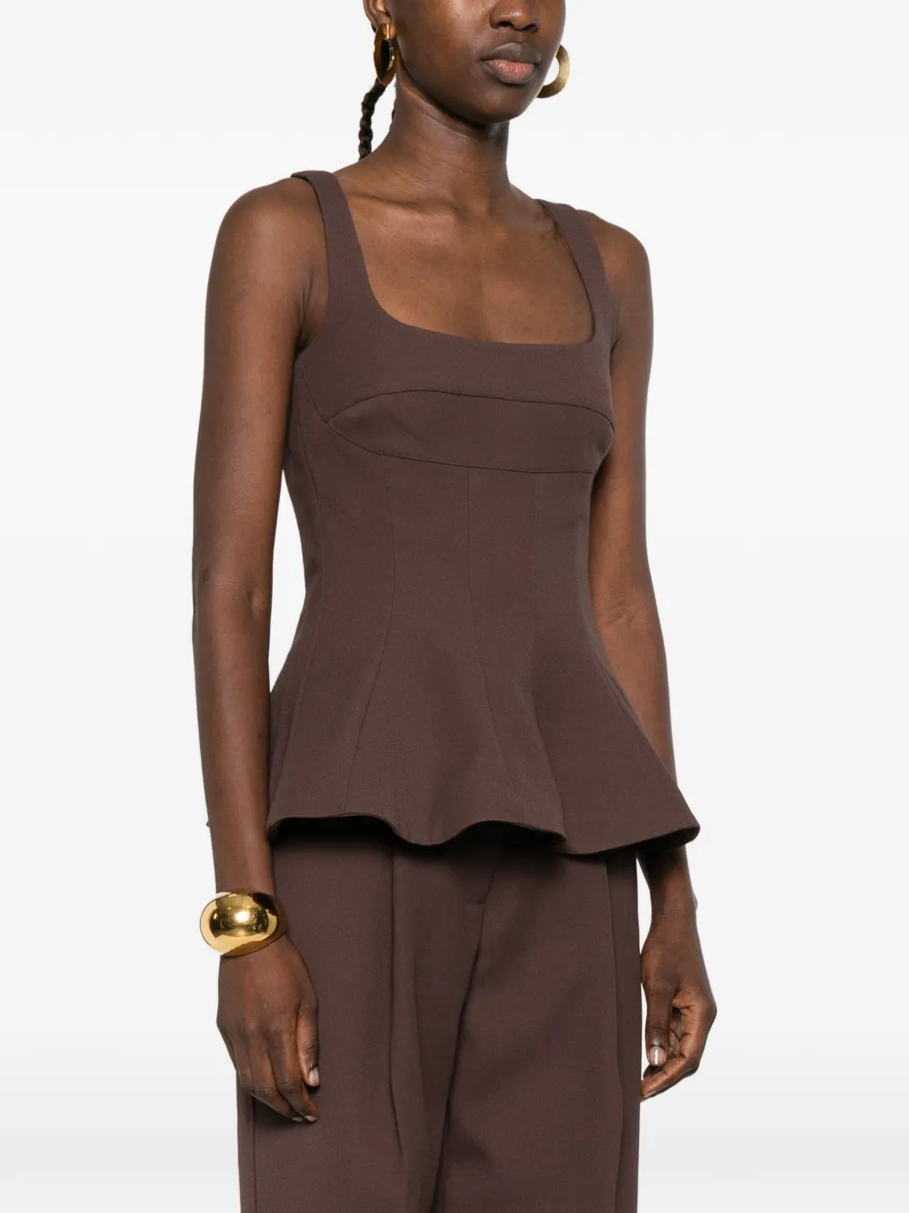  Stine Goya Square-neck Top - Brown 