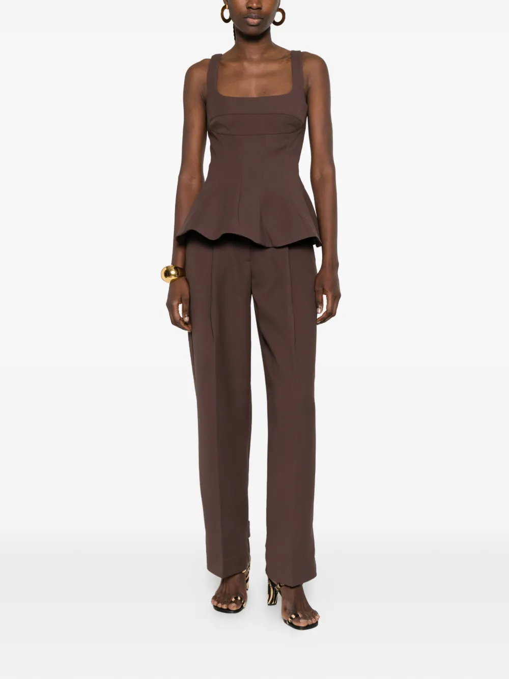  Stine Goya Square-neck Top - Brown 