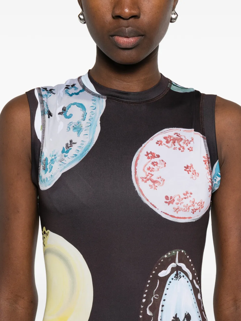 Stine Goya Midi-jurk met print Bruin