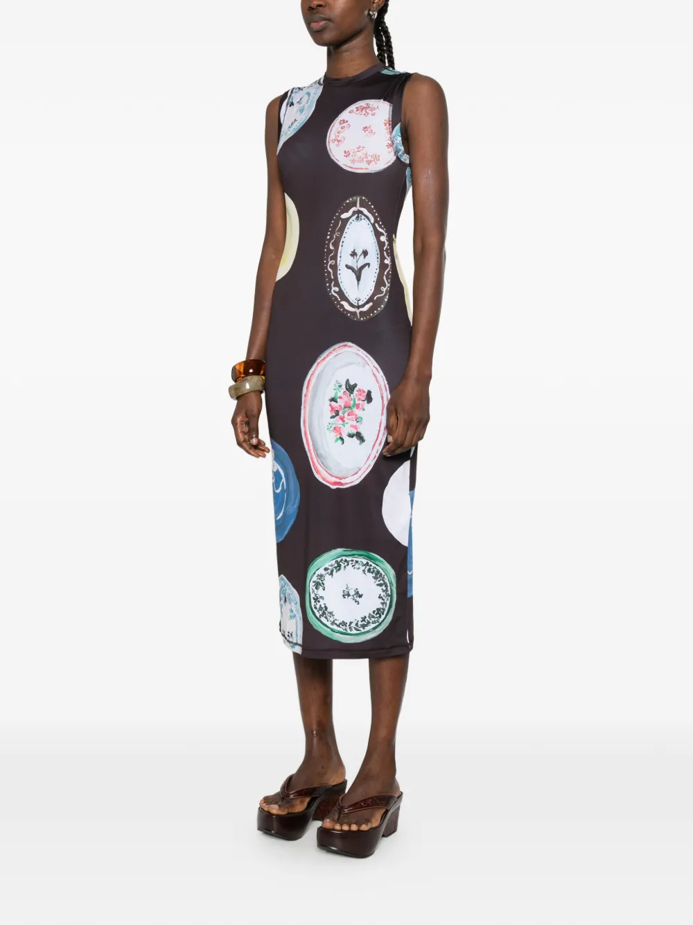  Stine Goya Printed Midi Dress - Brown 