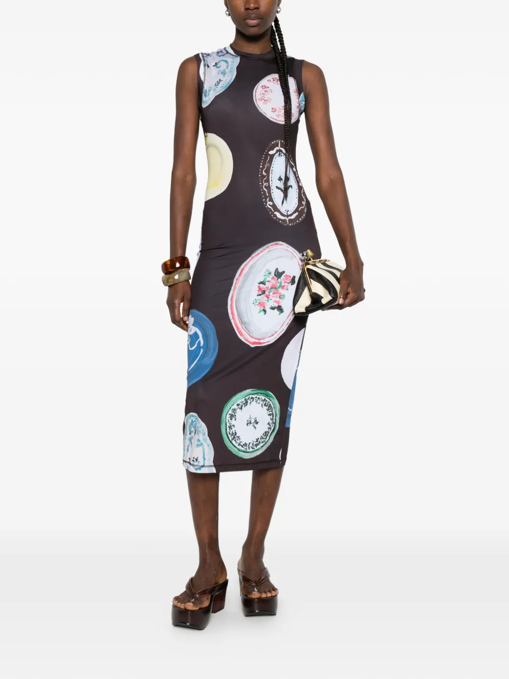  Stine Goya Printed Midi Dress - Brown 