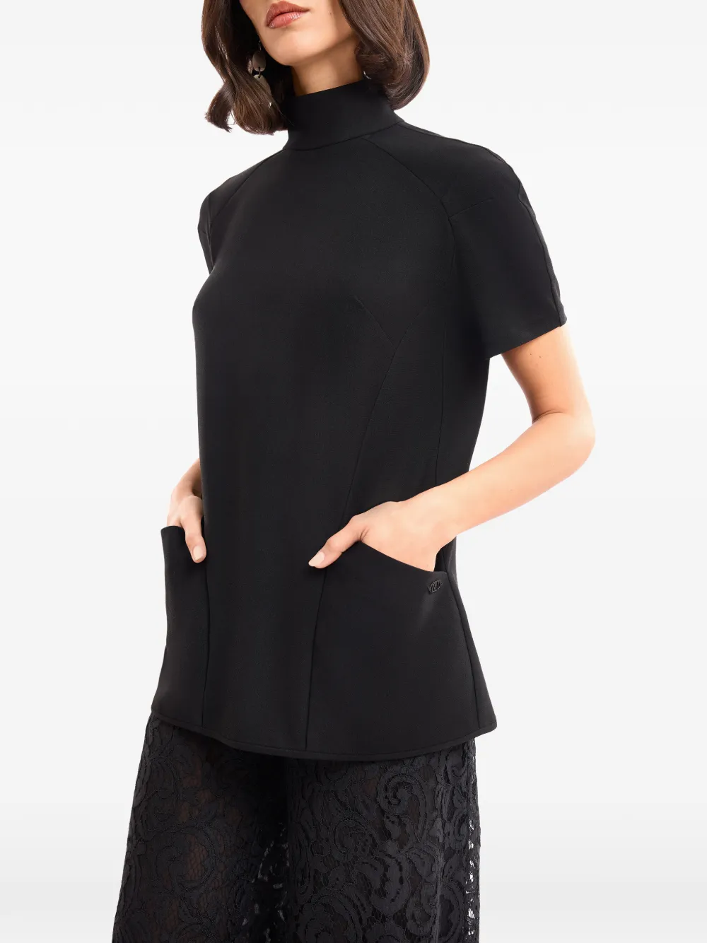 Gemy Maalouf high-neck pocket top - Nero